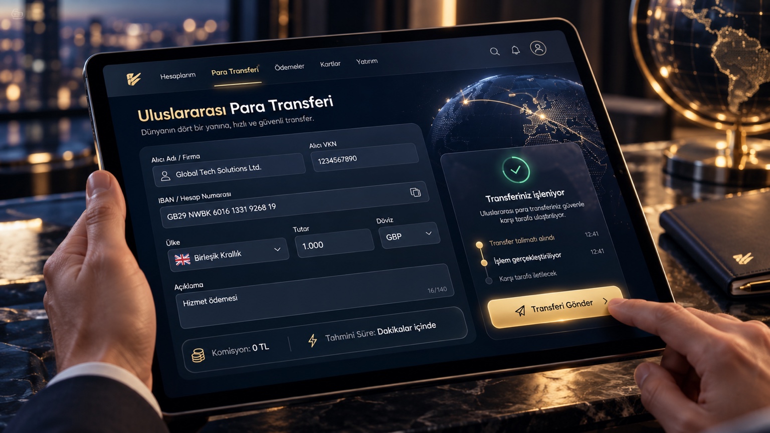SafeFast para transferi konsept arayüzü